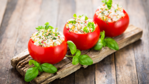 tomate recheado com arroz