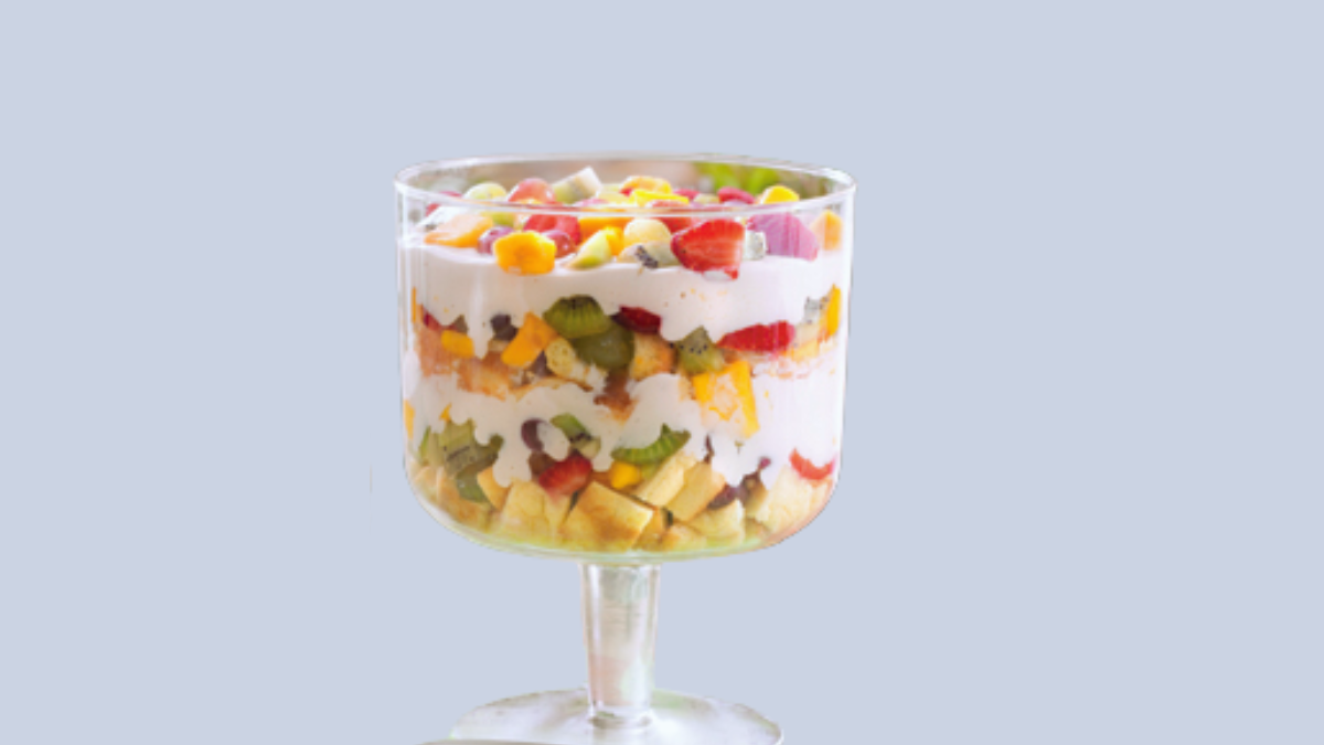 Frutas com creme de baunilha