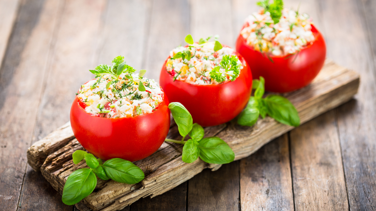 tomate recheado com arroz